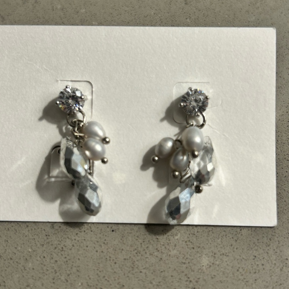 Elegant Silver and White Pearl Drop Earrings
